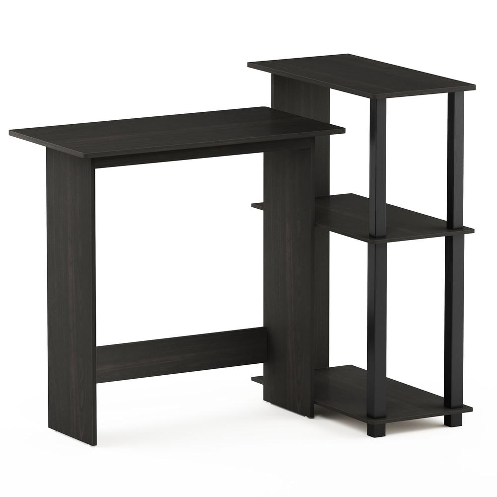 Abbott Corner Computer Desk with Bookshelf, Espresso/Black, 16086R1EX/BK - Furinno