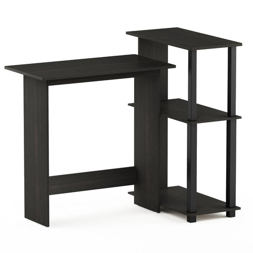 Abbott Corner Computer Desk with Bookshelf, Espresso/Black, 16086R1EX/BK - Furinno