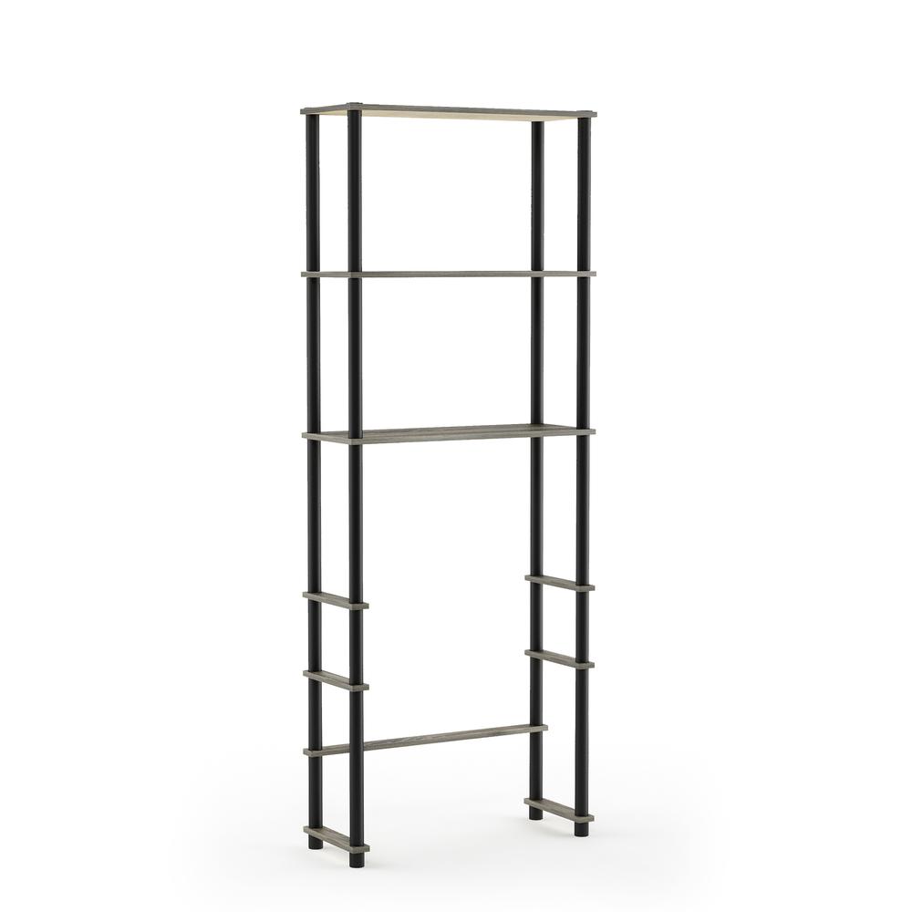 Turn-N-Tube Toilet Space Saver with 3 Shelves, French Oak Grey/Black, 99763GYW/BK - Furinno