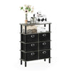Furinno Frans Turn-N-Tube Console Table with Bin Drawers, French Oak Grey/Black/Black
