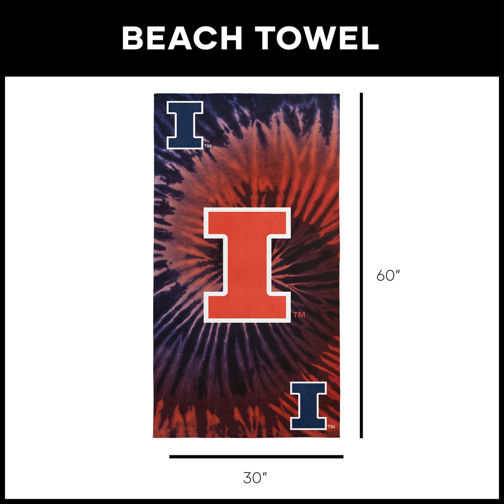 Illinois Fighting Illini NCAA Psychedelic Beach Towel 30 X 60 Inches - Northwest