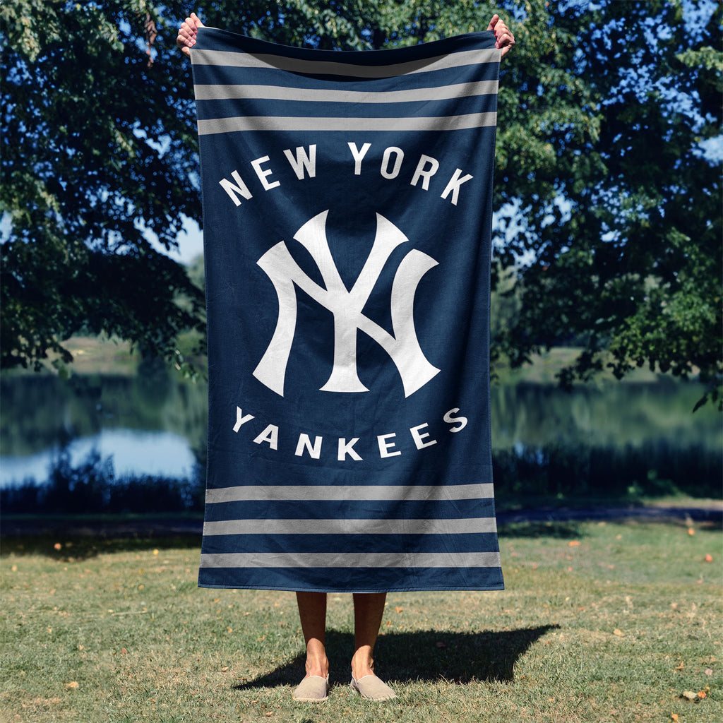 New York Yankees MLB Stripes Beach Towel 30 X 60 Inches - Northwest