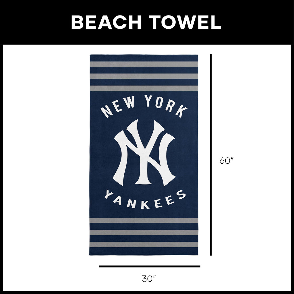 New York Yankees MLB Stripes Beach Towel 30 X 60 Inches - Northwest
