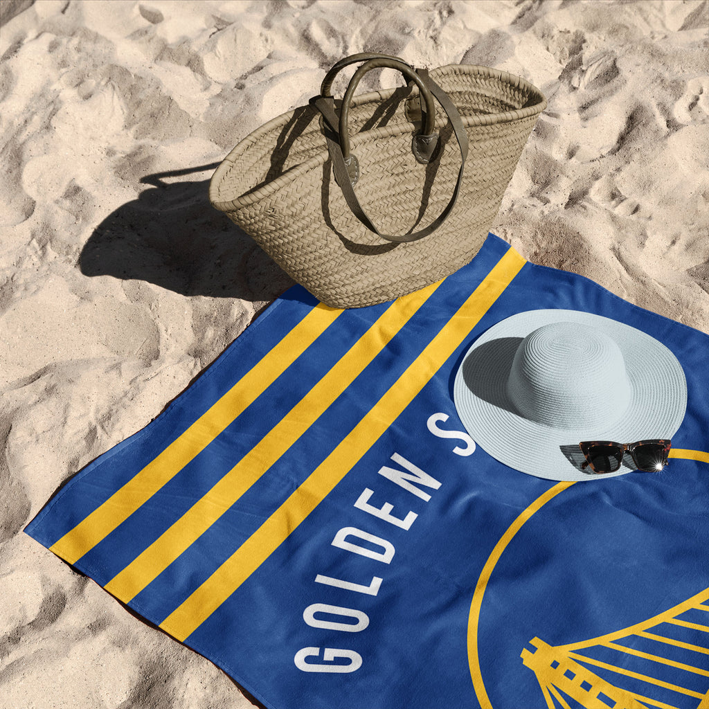 Golden State Warriors NBA Stripes Beach Towel 30 X 60 Inches - Northwest
