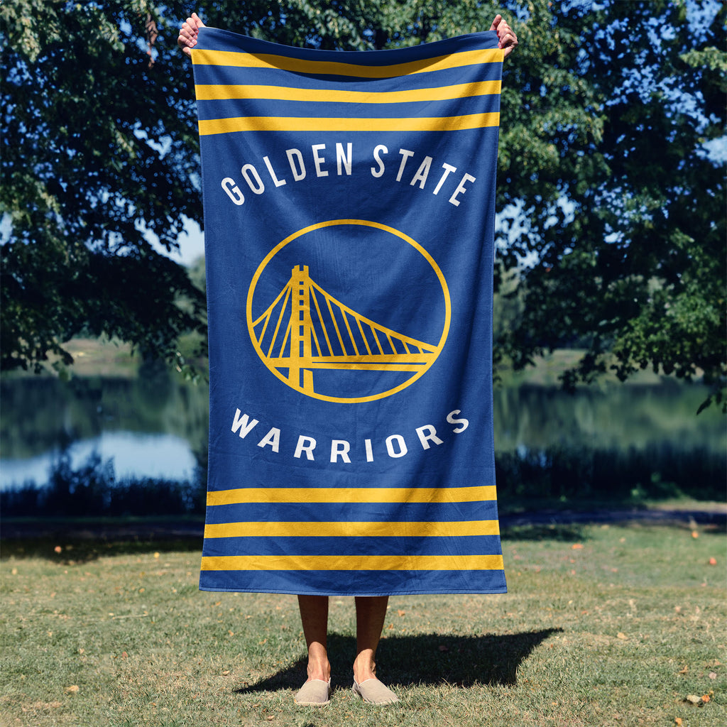 Golden State Warriors NBA Stripes Beach Towel 30 X 60 Inches - Northwest
