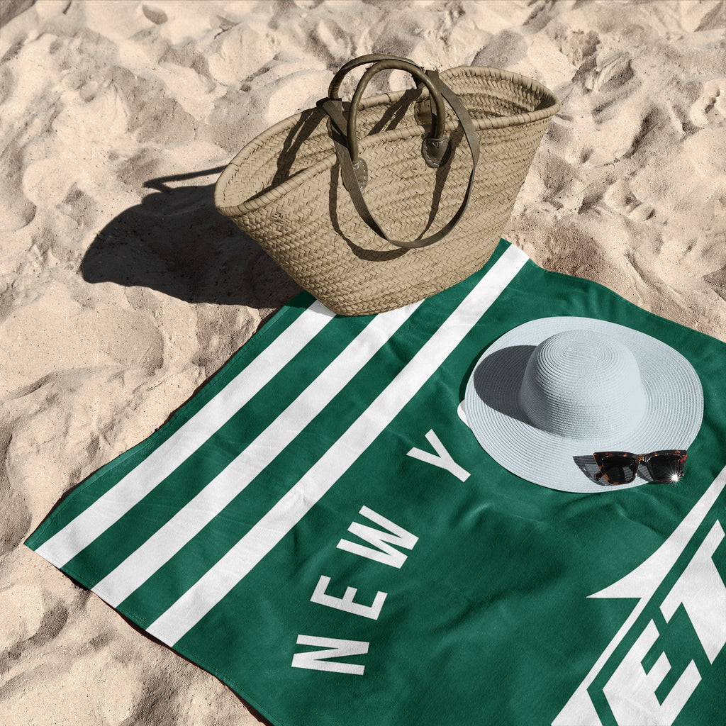 New York Jets NFL Stripes Beach Towel 30 X 60 Inches - Northwest