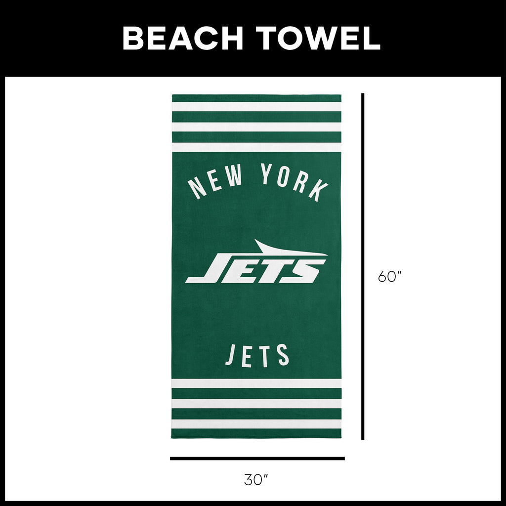 New York Jets NFL Stripes Beach Towel 30 X 60 Inches - Northwest