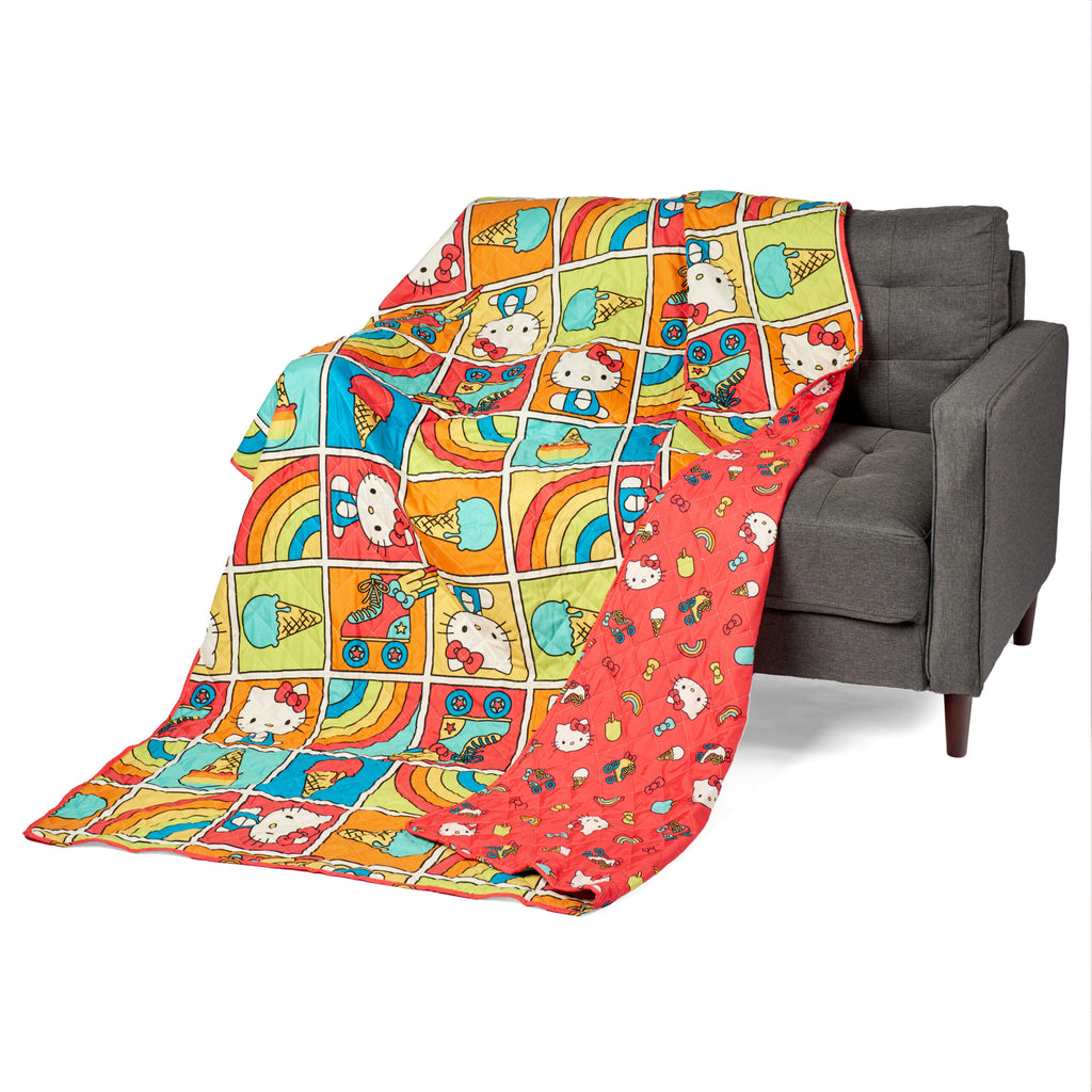 Hello Kitty Rainbow Red Twin Quilted Blanket 60 X 90 Inches - Northwest