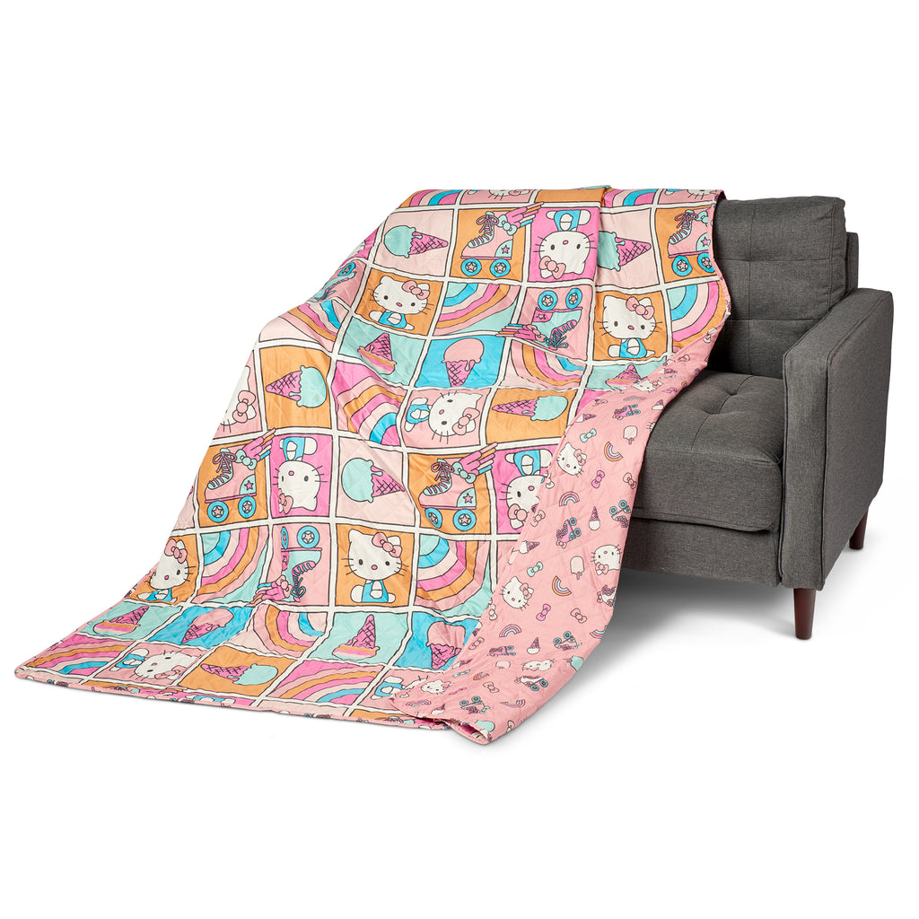 Hello Kitty Rainbow Pink Twin Quilted Blanket 60 X 90 Inches - Northwest