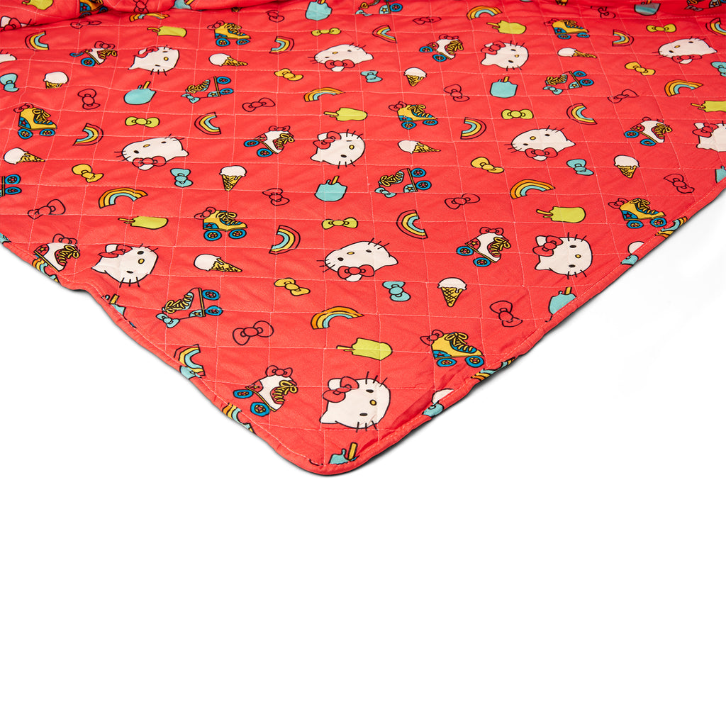 Hello Kitty Rainbow Red Full/Queen Quilted Blanket 90 X 90 Inches - Northwest