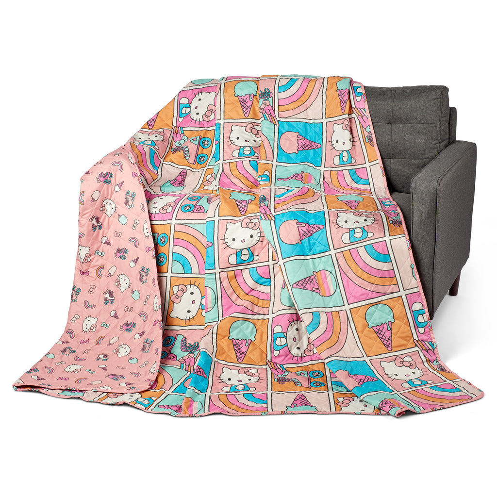 Hello Kitty Rainbow Pink Full/Queen Quilted Blanket 90 X 90 Inches - Northwest