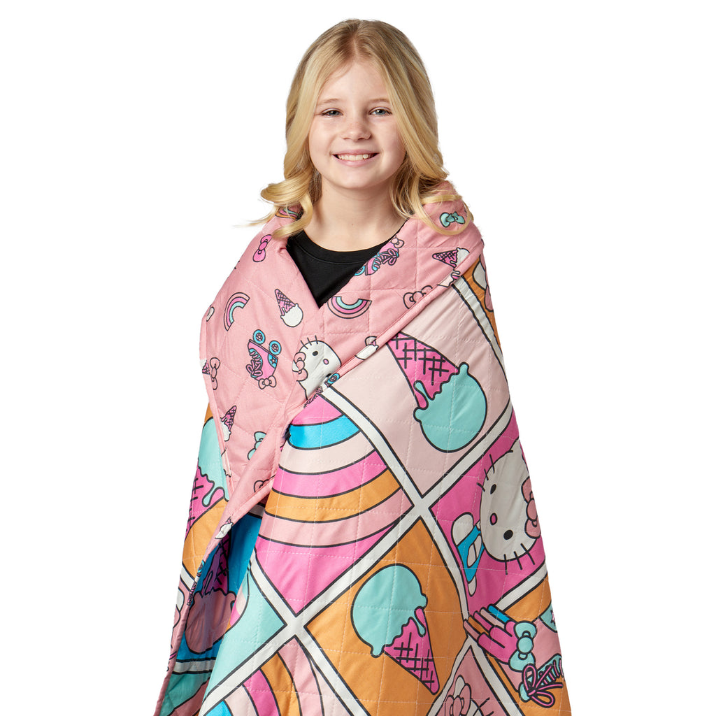 Hello Kitty Rainbow Pink Full/Queen Quilted Blanket 90 X 90 Inches - Northwest