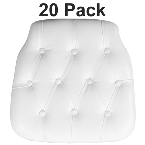 20 Pk. Hard White Tufted Vinyl Chiavari Chair Cushion - Flash Furniture