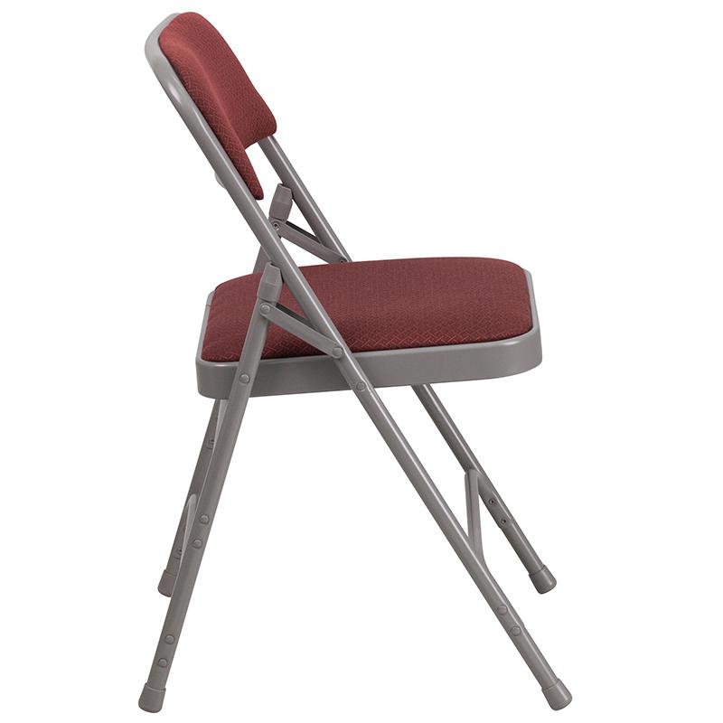 2 Pack Triple Braced & Double Hinged Burgundy Fabric Metal Folding Chair - Flash Furniture