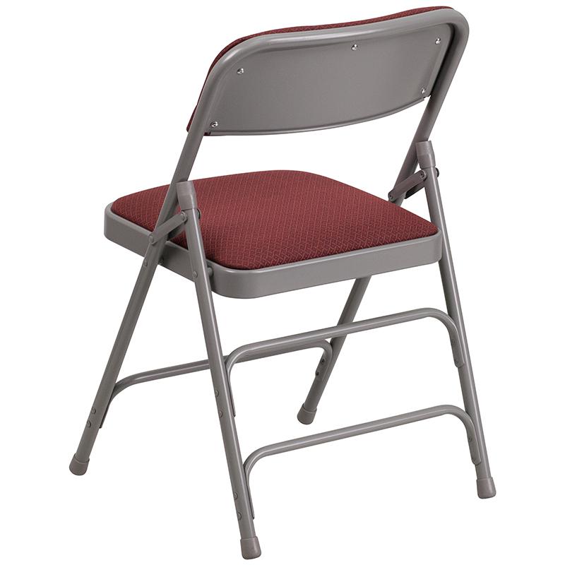 2 Pack Triple Braced & Double Hinged Burgundy Fabric Metal Folding Chair - Flash Furniture