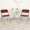2 Pack Triple Braced & Double Hinged Burgundy Fabric Metal Folding Chair - Flash Furniture