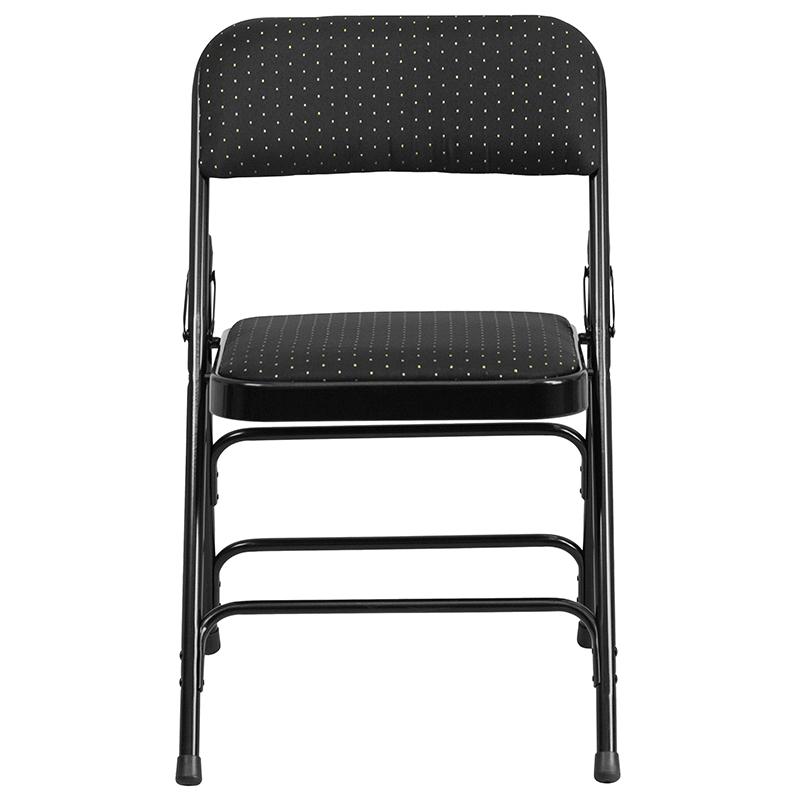 2 Pack Triple Braced & Double Hinged Black Patterned Fabric Metal Folding Chair - Flash Furniture