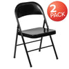 2 Pack Double Braced Black Metal Folding Chair - Flash Furniture