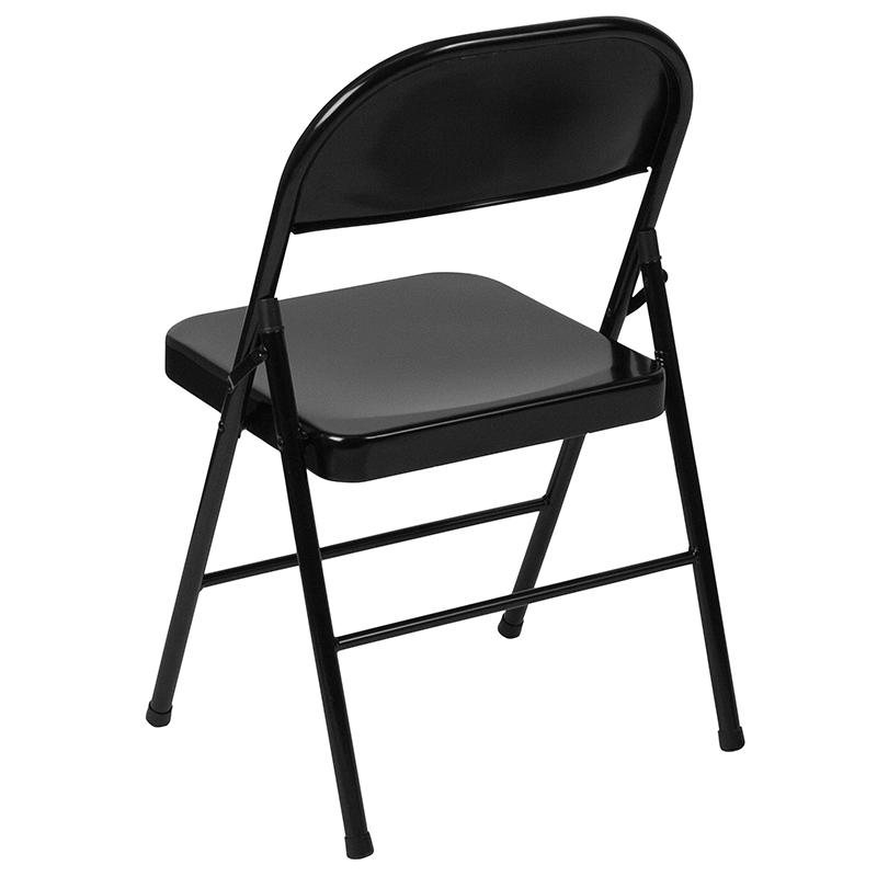 2 Pack Double Braced Black Metal Folding Chair - Flash Furniture