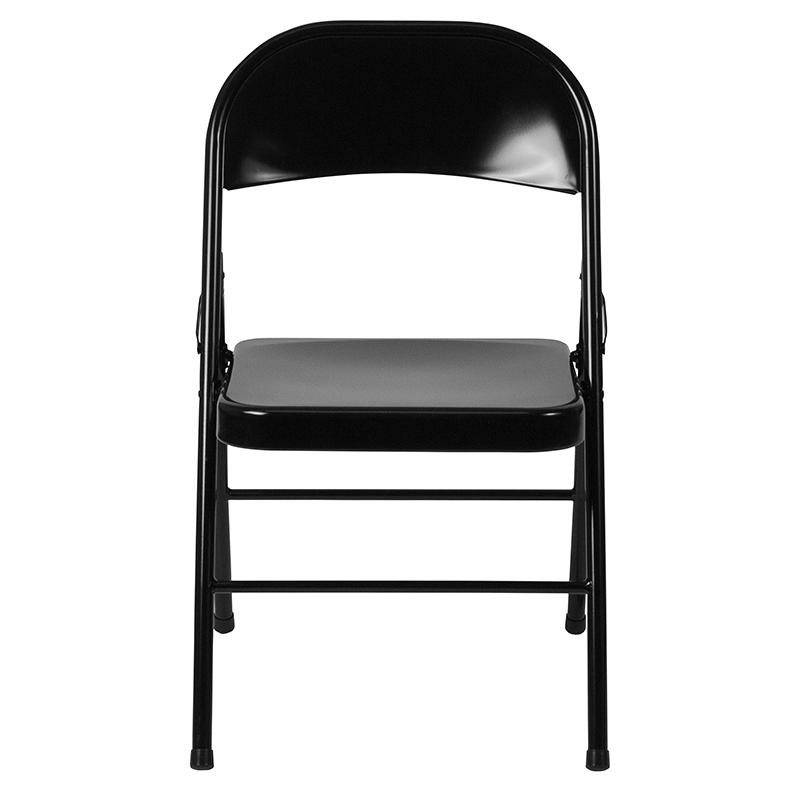 2 Pack Double Braced Black Metal Folding Chair - Flash Furniture