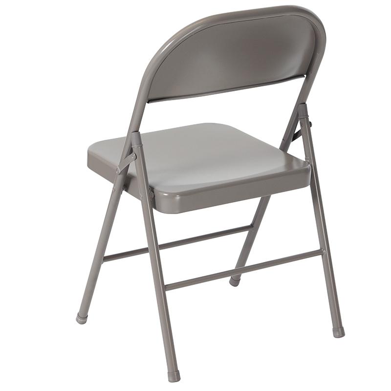2 Pack HERCULES Series Double Braced Gray Metal Folding Chair - Flash Furniture