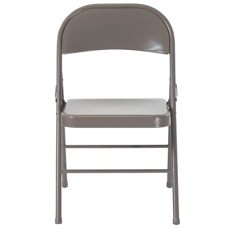 2 Pack HERCULES Series Double Braced Gray Metal Folding Chair - Flash Furniture
