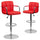 2 Pk. Contemporary Red Quilted Vinyl Adjustable Height Barstool with Arms and Chrome Base - Flash Furniture