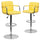 2 Pk. Contemporary Yellow Quilted Vinyl Adjustable Height Barstool with Arms and Chrome Base - Flash Furniture