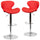 2 Pk. Contemporary Red Vinyl Adjustable Height Barstool with Chrome Base - Flash Furniture