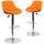 2 Pk. Contemporary Orange Vinyl Bucket Seat Adjustable Height Barstool with Chrome Base - Flash Furniture