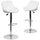 2 Pk. Contemporary White Vinyl Bucket Seat Adjustable Height Barstool with Chrome Base - Flash Furniture