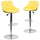 2 Pk. Contemporary Yellow Vinyl Bucket Seat Adjustable Height Barstool with Chrome Base - Flash Furniture