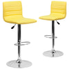2 Pk. Contemporary Yellow Vinyl Adjustable Height Barstool with Chrome Base - Flash Furniture