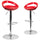 2 Pk. Contemporary Red Plastic Adjustable Height Barstool with Chrome Base - Flash Furniture