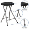 2 Pack Foldable Stool with Black Plastic Seat and Titanium Gray Frame - Flash Furniture