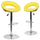 2 Pk. Contemporary Yellow Vinyl Rounded Back Adjustable Height Barstool with Chrome Base - Flash Furniture