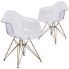 2 Pk. Allure Series Transparent Side Chair with Gold Frame - Flash Furniture
