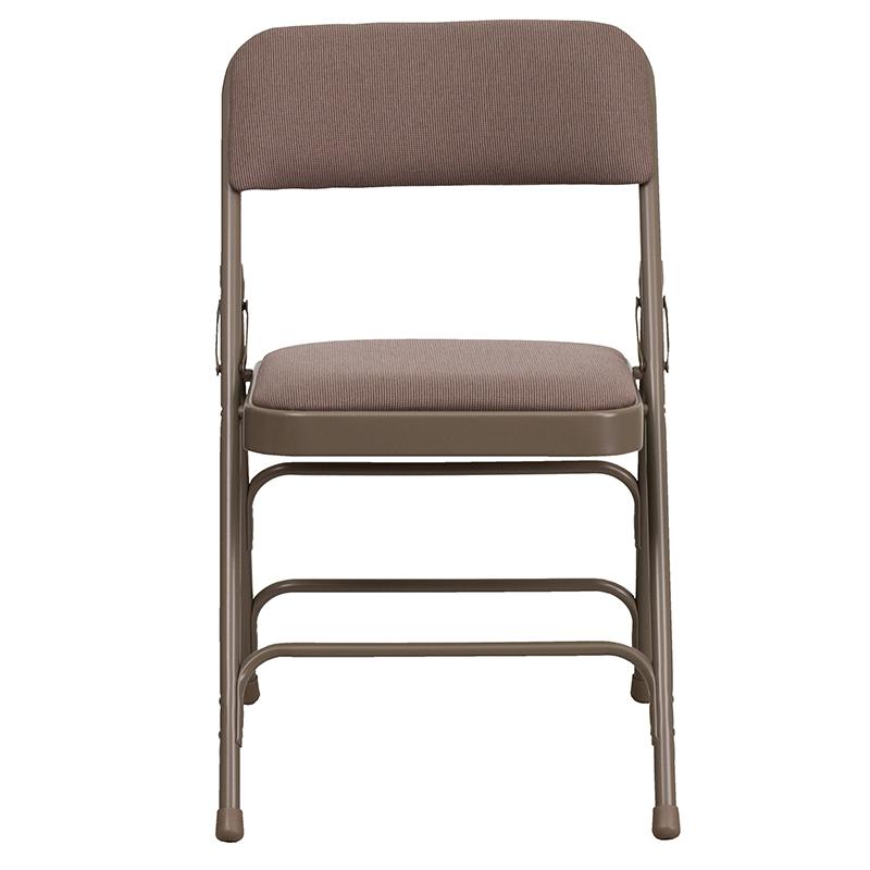 2 Pack HERCULES Series Curved Triple Braced & Double Hinged Beige Fabric Metal Folding Chair - Flash Furniture