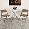 2 Pack HERCULES Series Curved Triple Braced & Double Hinged Beige Fabric Metal Folding Chair - Flash Furniture