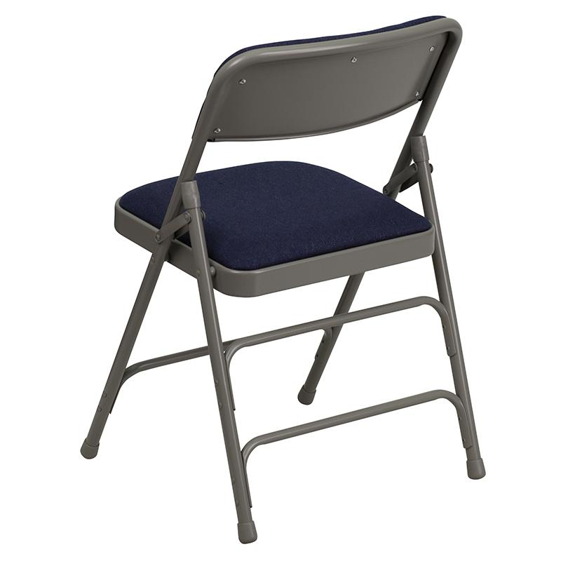 2 Pack HERCULES Series Curved Triple Braced & Double Hinged Navy Fabric Metal Folding Chair - Flash Furniture