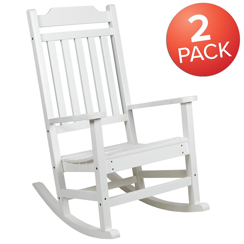 Set of 2 Winston All-Weather Rocking Chair in White Faux Wood - Flash Furniture