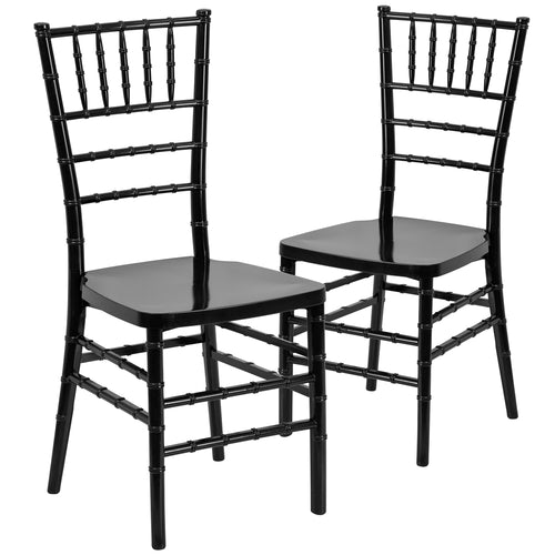 2 Pk. HERCULES PREMIUM Series Black Resin Stacking Chiavari Chair - Flash Furniture