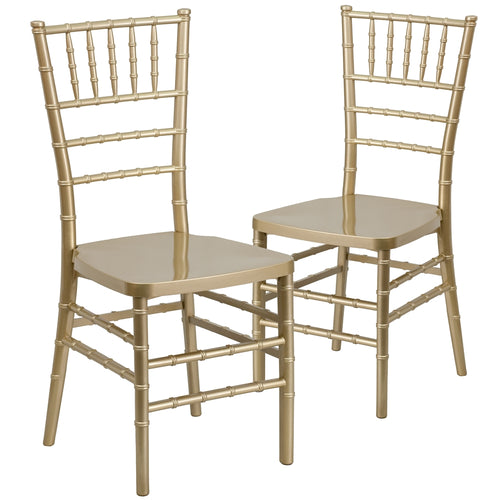 2 Pk. HERCULES PREMIUM Series Gold Resin Stacking Chiavari Chair - Flash Furniture