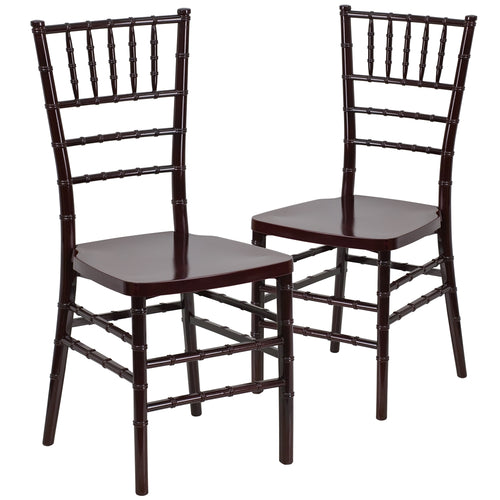 2 Pk. HERCULES PREMIUM Series Mahogany Resin Stacking Chiavari Chair - Flash Furniture