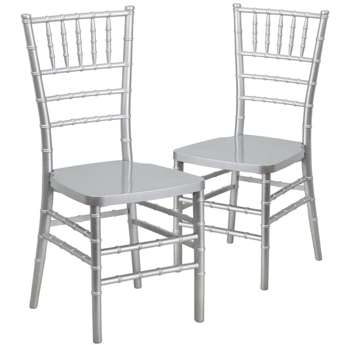 2 Pk. HERCULES PREMIUM Series Silver Resin Stacking Chiavari Chair - Flash Furniture