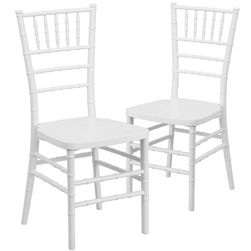 2 Pk. HERCULES PREMIUM Series White Resin Stacking Chiavari Chair - Flash Furniture