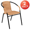 2 Pack Beige Rattan Indoor-Outdoor Restaurant Stack Chair - Flash Furniture