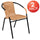 2 Pack Beige Rattan Indoor-Outdoor Restaurant Stack Chair - Flash Furniture