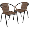 2 Pack Medium Brown Rattan Indoor-Outdoor Restaurant Stack Chair - Flash Furniture