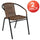 2 Pack Medium Brown Rattan Indoor-Outdoor Restaurant Stack Chair - Flash Furniture